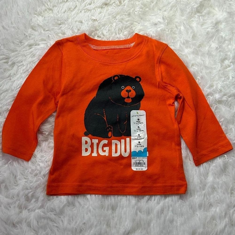 Jumping Beans Bear Graphic Long Sleeve Shirt 9 Months Baby Boy MINT